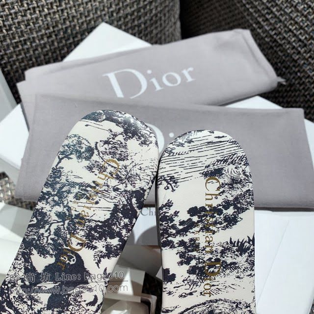 DIOR女鞋 迪奧2021專櫃新款磨砂新大底涼拖 Dior一字型刺繡平拖  naq1501